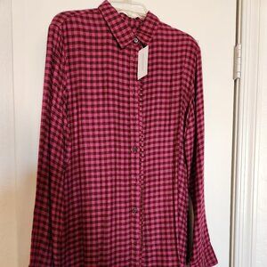 Banana Republic pink and burgundy flannel shirt, NWT, size small